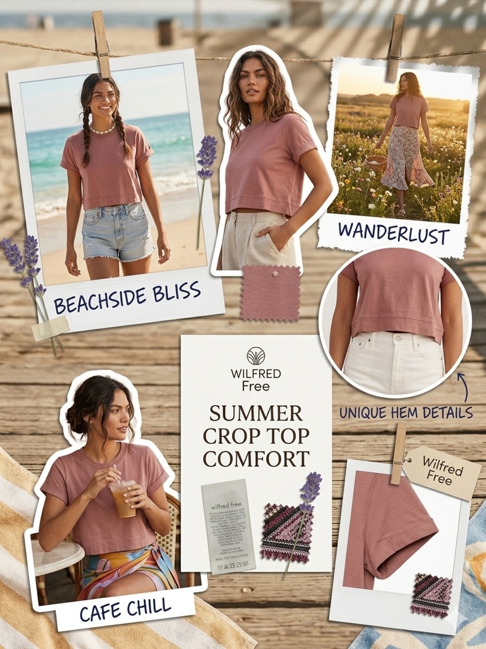 Wilfred Free (ARITZIA)  💯 % Cotton Boxy Dusty Rose Pink Crop Top/Tee—LARGE—A++